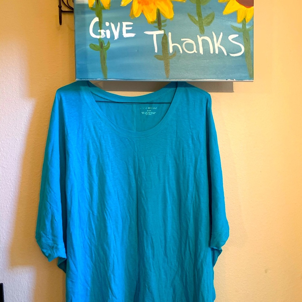 New lane bryant aqua  shirt sleeve blouse